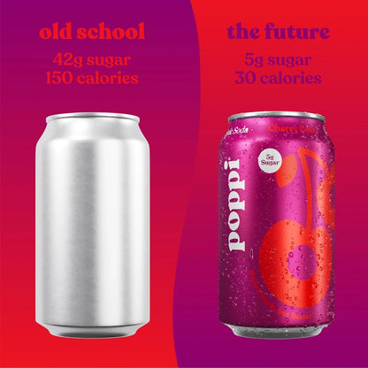 Poppi Prebiotic Soda, Sparkling Water & Fruit Juice, Cherry Cola, 12 Oz, 12 Pack