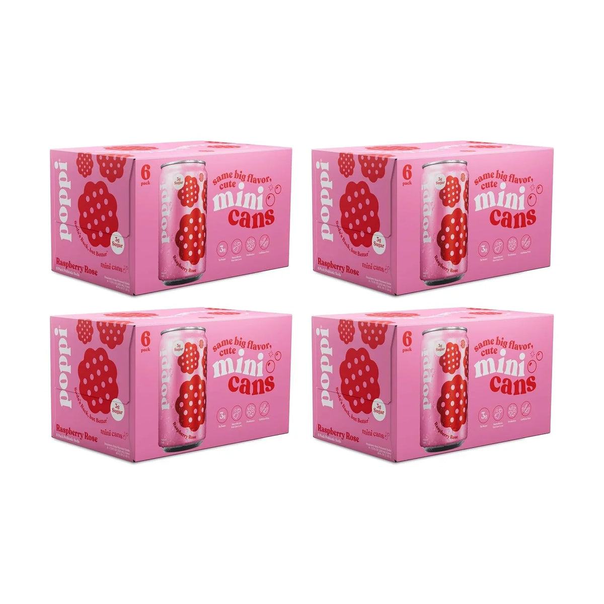 Poppi Prebiotic Soda, Raspberry Rose, 7.5 Fl Oz, 24 Pack