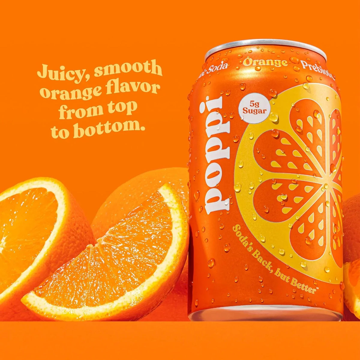 Poppi Prebiotic Soda, Sparkling Water & Fruit Juice, Orange, 12 Oz, 12 Pack