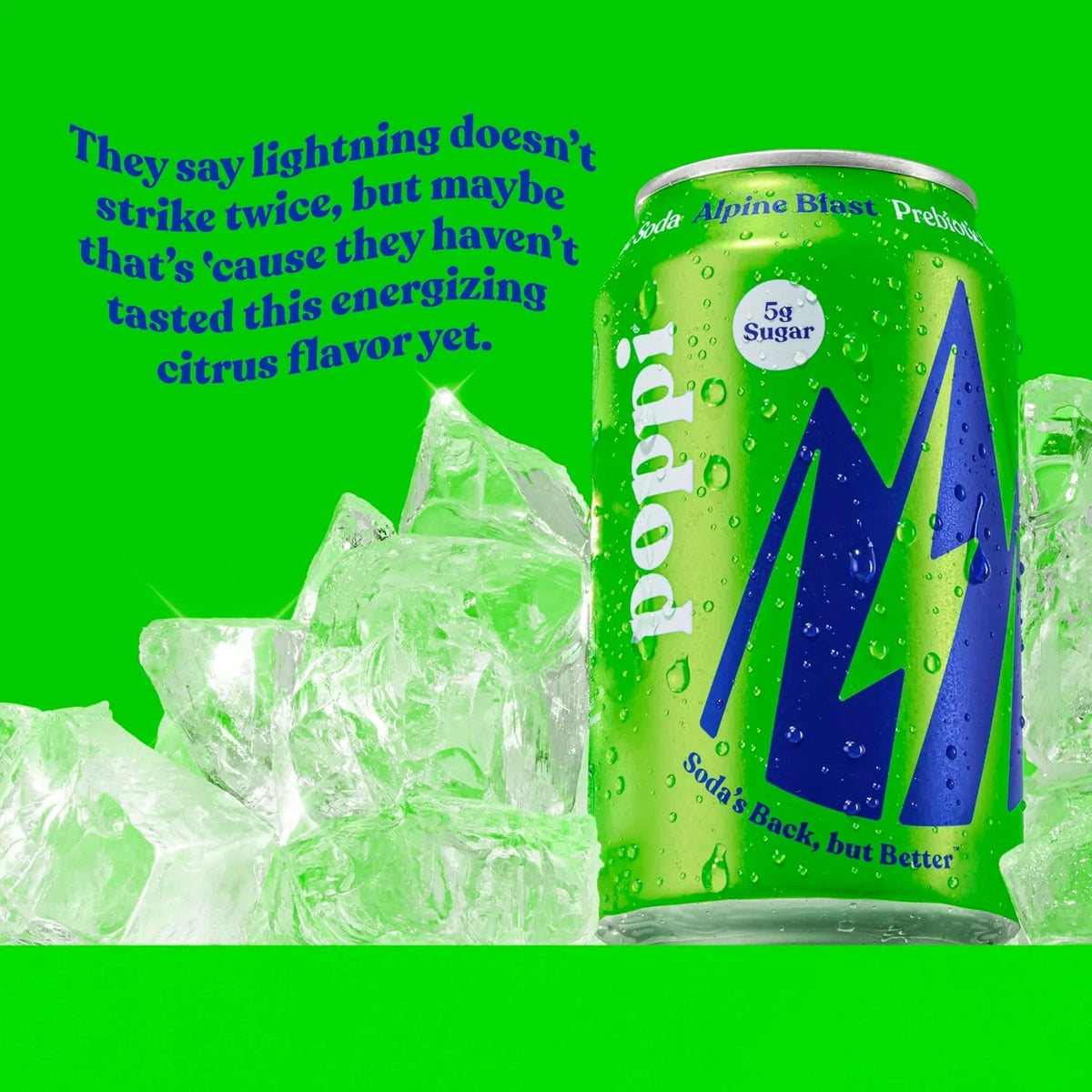 Poppi Prebiotic Soda, Sparkling Water & Fruit Juice, Alpine Blast, 12 Oz, 12 Pack